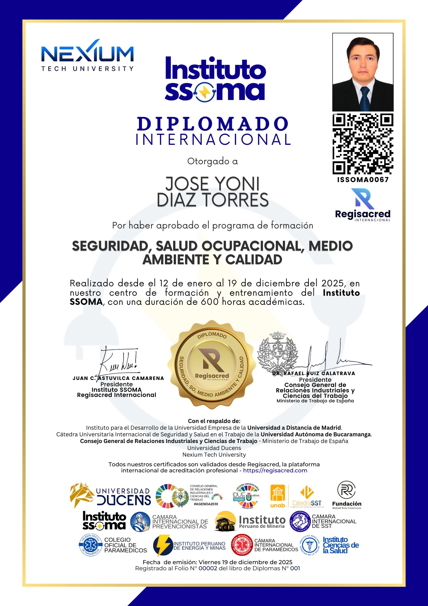 Diploma Instituto SSOMA