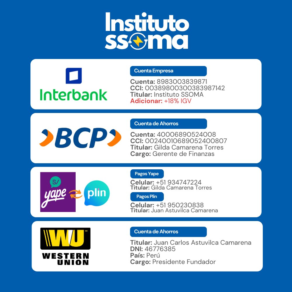 Métodos de pago Instituto SSOMA